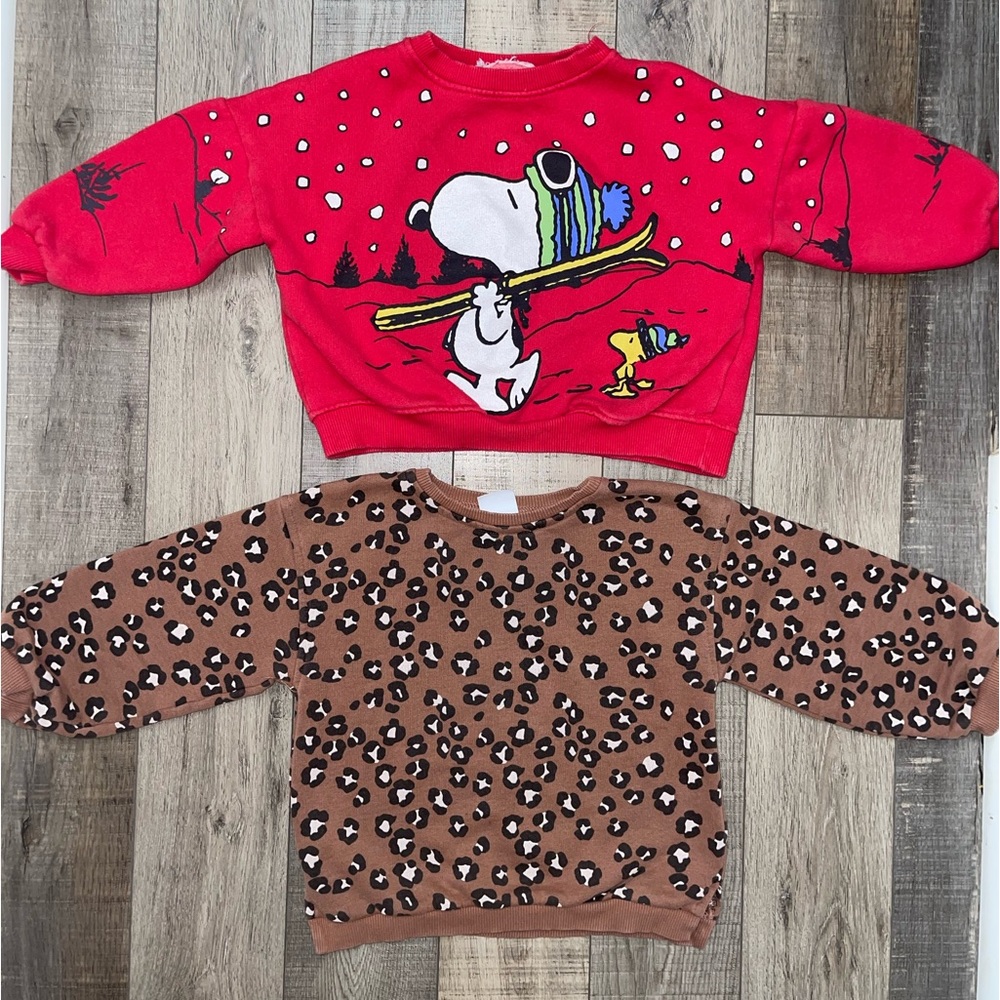 Zara Kids Sweaters Snoopy Sweater & Leopard Sweater